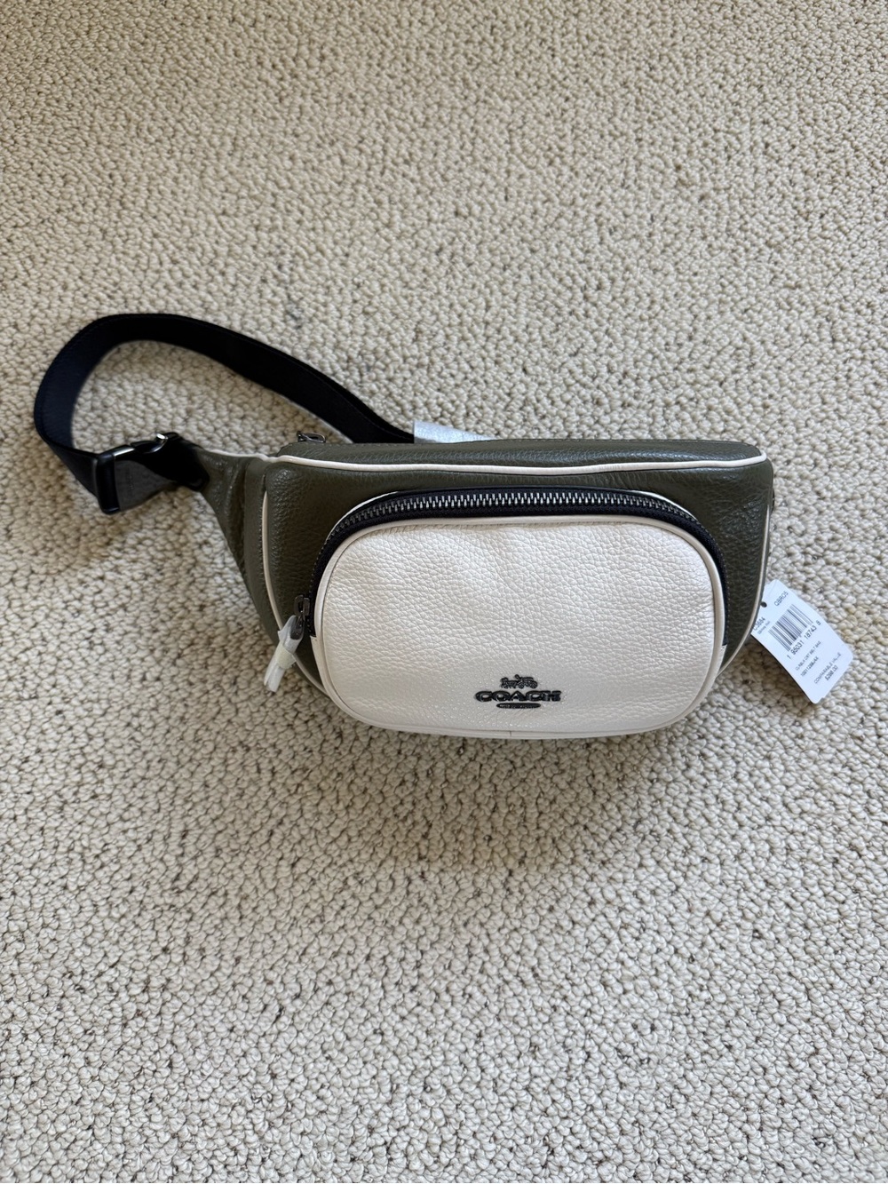 Coach Olive Green & Cream Leather Belt Bag